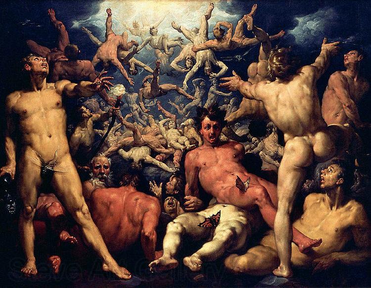 CORNELIS VAN HAARLEM The fall of Lucifer. Germany oil painting art